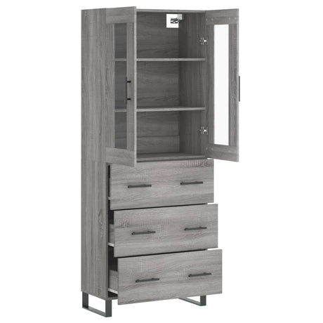 Hoge kast 69,5x34x180 cm bewerkt hout grijs sonoma eikenkleurig - AllerleiShop