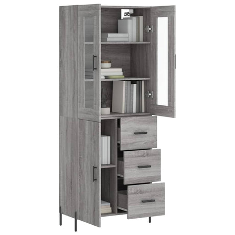 Hoge kast 69,5x34x180 cm bewerkt hout grijs sonoma eikenkleurig - AllerleiShop