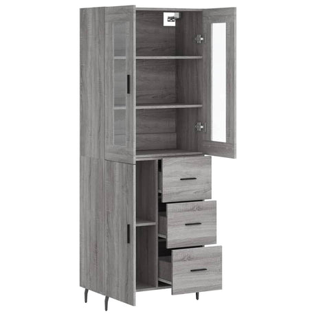 Hoge kast 69,5x34x180 cm bewerkt hout grijs sonoma eikenkleurig - AllerleiShop