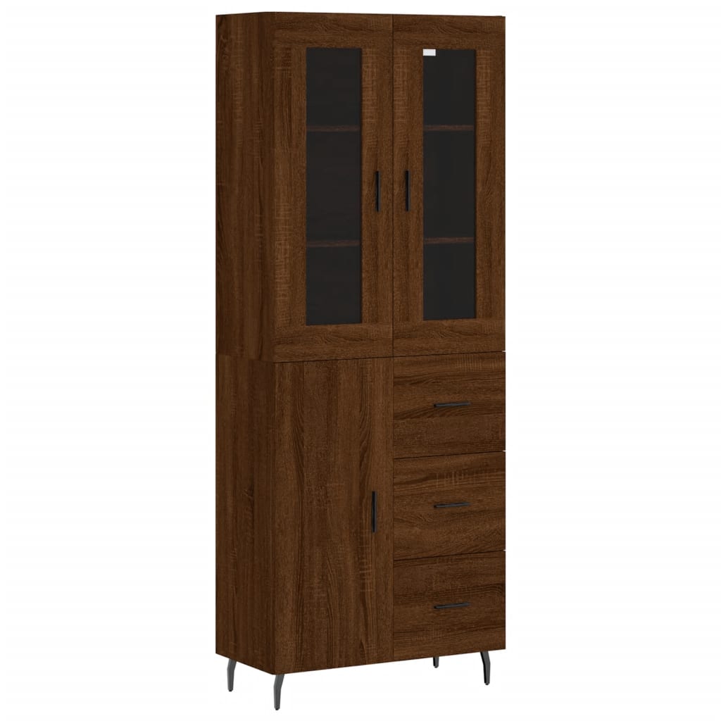 Hoge kast 69,5x34x180 cm bewerkt hout bruin eikenkleur - AllerleiShop