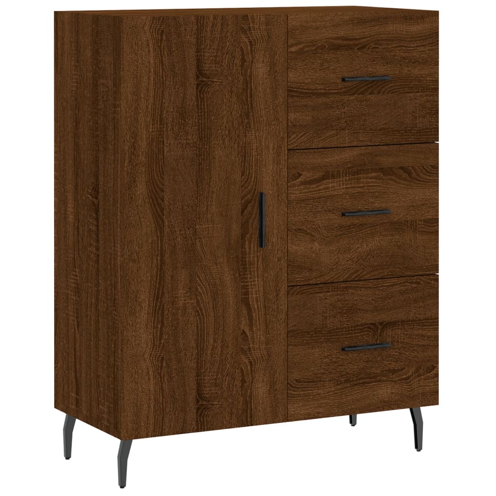 Hoge kast 69,5x34x180 cm bewerkt hout bruin eikenkleur - AllerleiShop