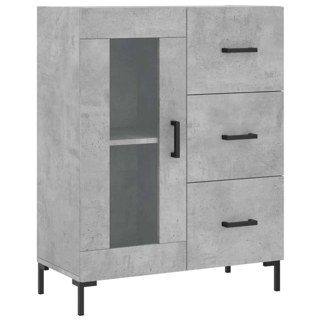 Hoge kast 69,5x34x180 cm bewerkt hout betongrijs - AllerleiShop