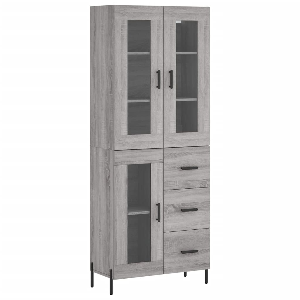 Hoge kast 69,5x34x180 cm bewerkt hout grijs sonoma eikenkleurig - AllerleiShop