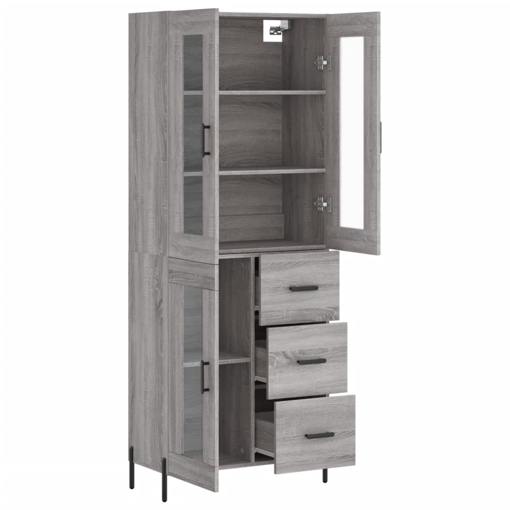 Hoge kast 69,5x34x180 cm bewerkt hout grijs sonoma eikenkleurig - AllerleiShop