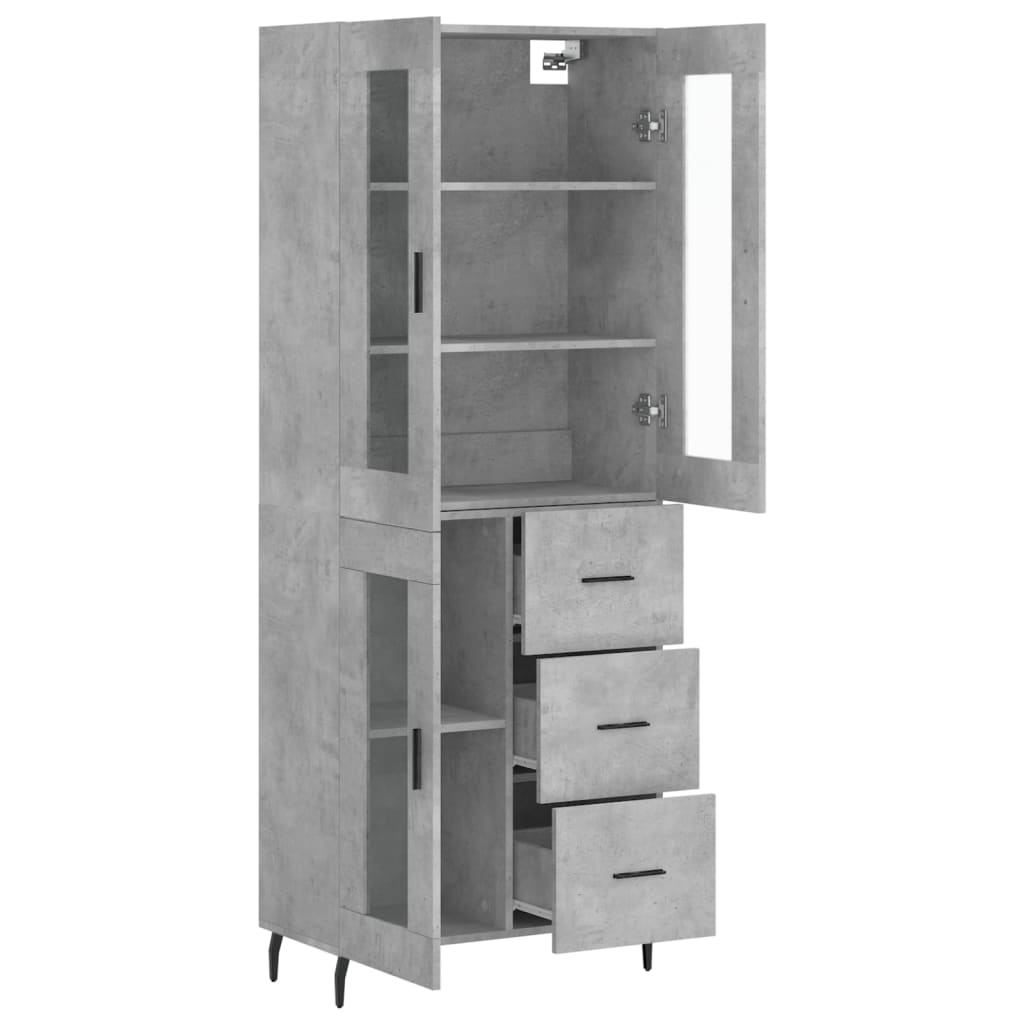 Hoge kast 69,5x34x180 cm bewerkt hout betongrijs - AllerleiShop