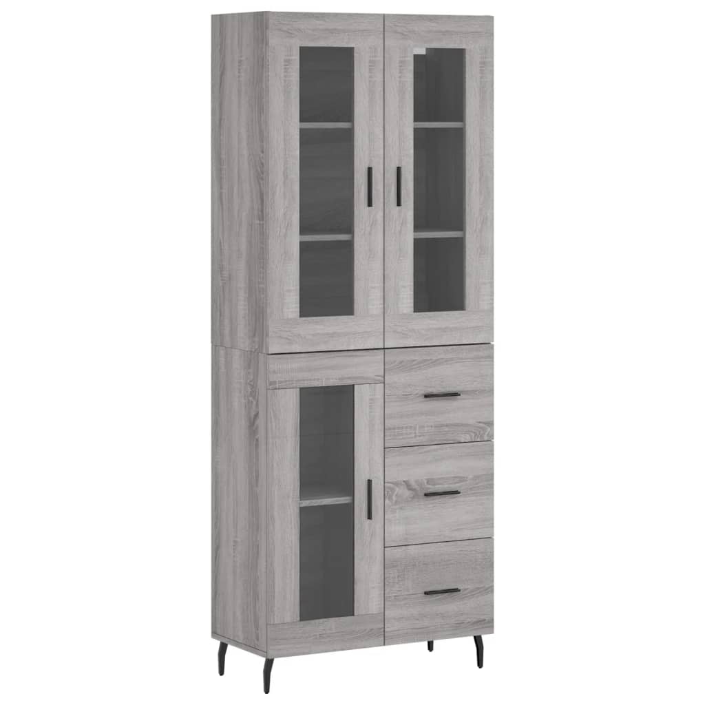 Hoge kast 69,5x34x180 cm bewerkt hout grijs sonoma eikenkleurig - AllerleiShop