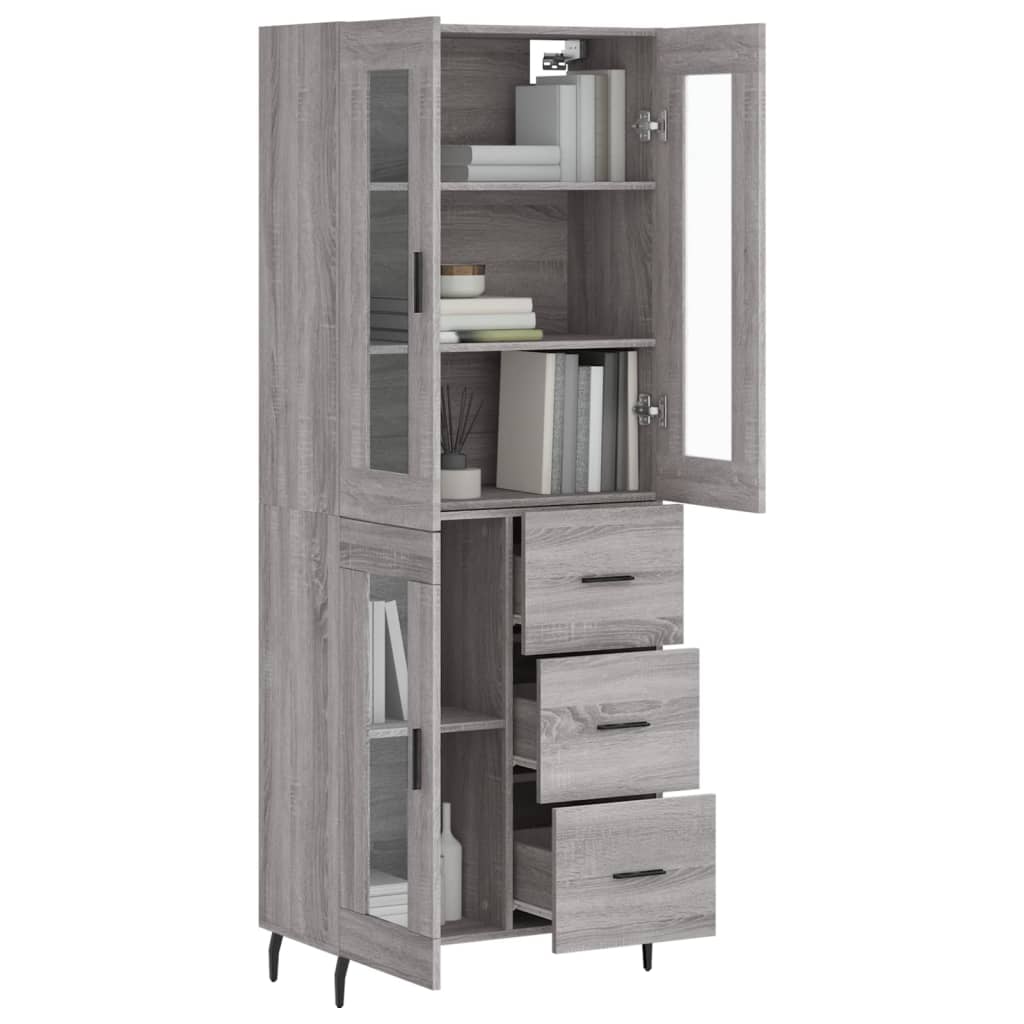 Hoge kast 69,5x34x180 cm bewerkt hout grijs sonoma eikenkleurig - AllerleiShop