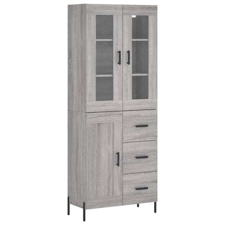 Hoge kast 69,5x34x180 cm bewerkt hout grijs sonoma eikenkleurig - AllerleiShop