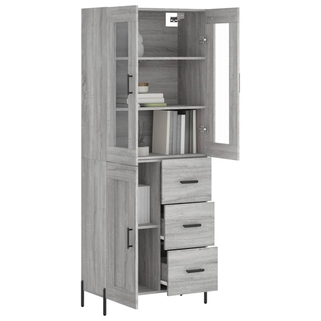 Hoge kast 69,5x34x180 cm bewerkt hout grijs sonoma eikenkleurig - AllerleiShop