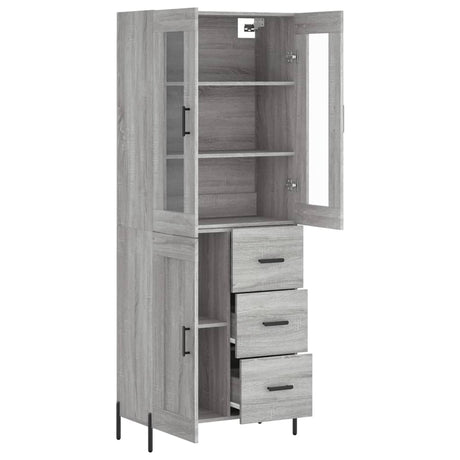 Hoge kast 69,5x34x180 cm bewerkt hout grijs sonoma eikenkleurig - AllerleiShop