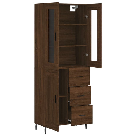 Hoge kast 69,5x34x180 cm bewerkt hout bruin eikenkleur - AllerleiShop