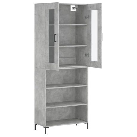 Hoge kast 69,5x34x180 cm bewerkt hout betongrijs - AllerleiShop