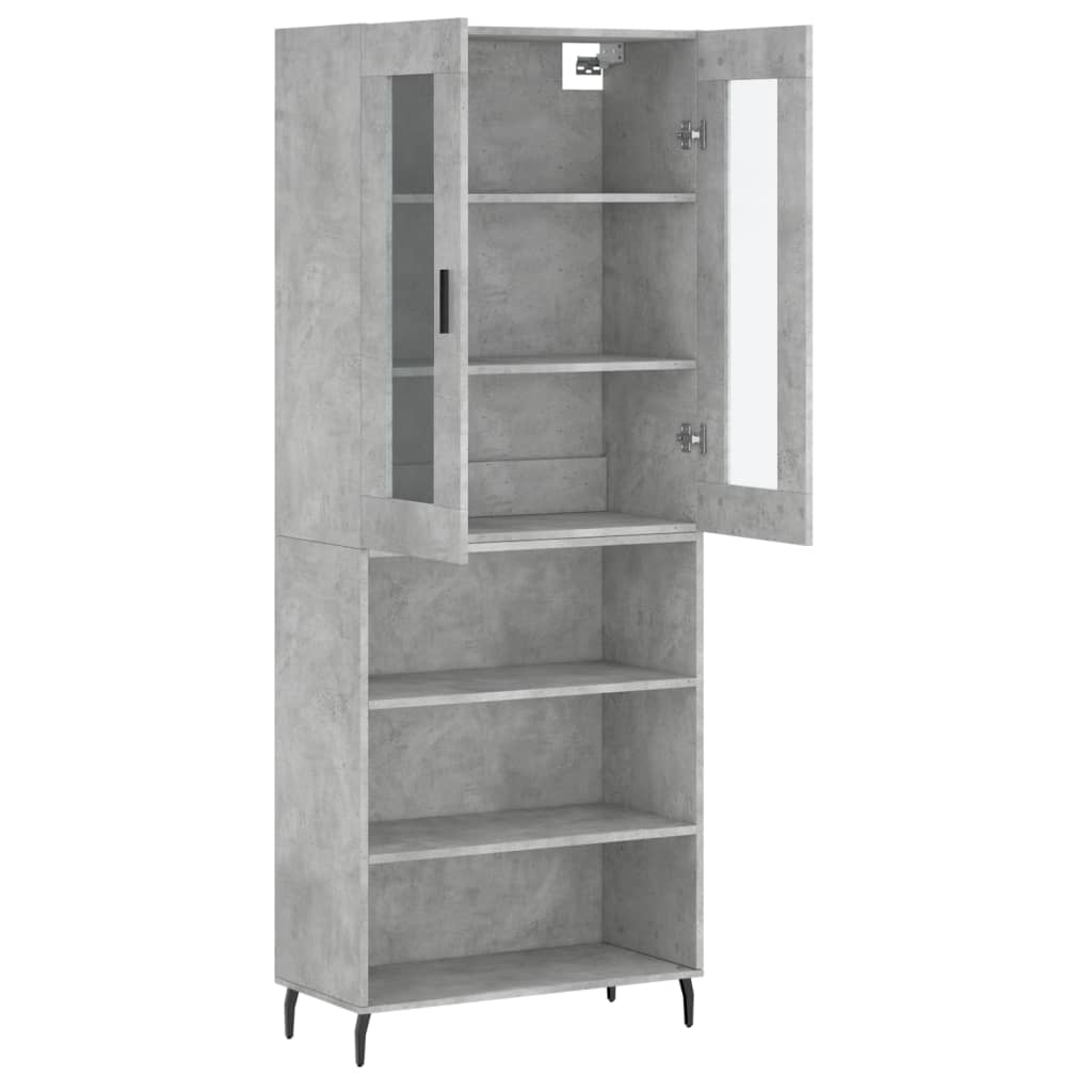 Hoge kast 69,5x34x180 cm bewerkt hout betongrijs - AllerleiShop