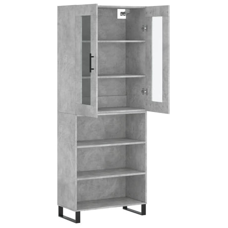 Hoge kast 69,5x34x180 cm bewerkt hout betongrijs - AllerleiShop