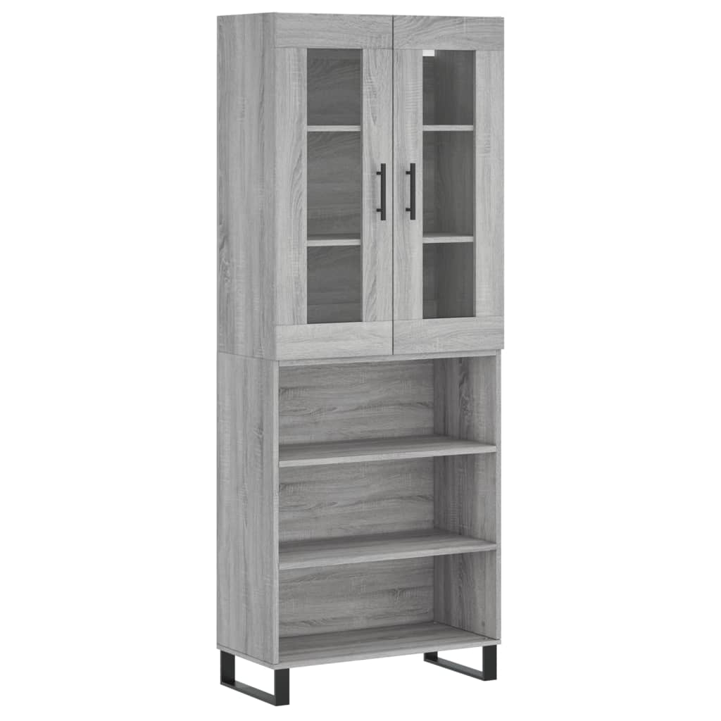 Hoge kast 69,5x34x180 cm bewerkt hout grijs sonoma eikenkleurig - AllerleiShop