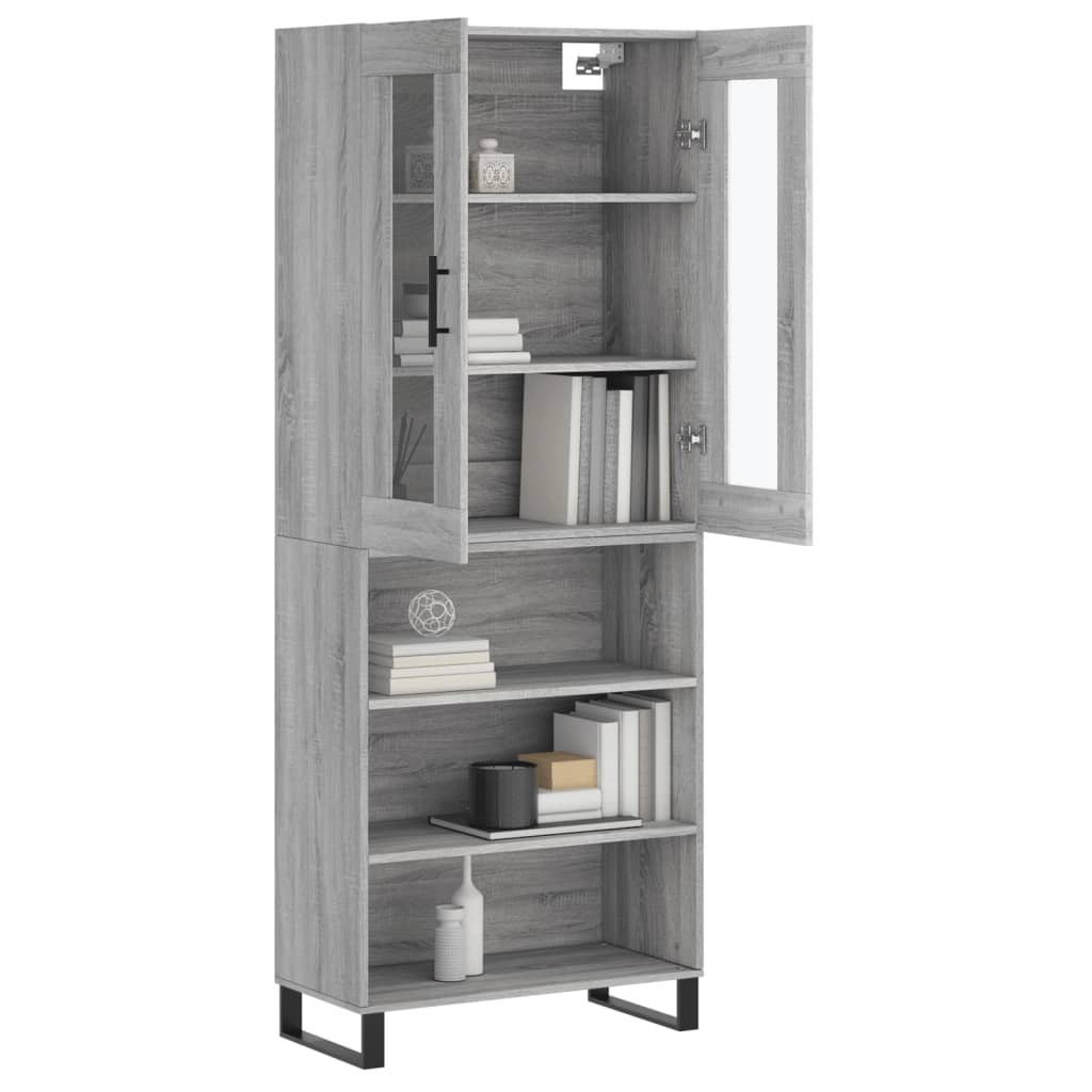 Hoge kast 69,5x34x180 cm bewerkt hout grijs sonoma eikenkleurig - AllerleiShop