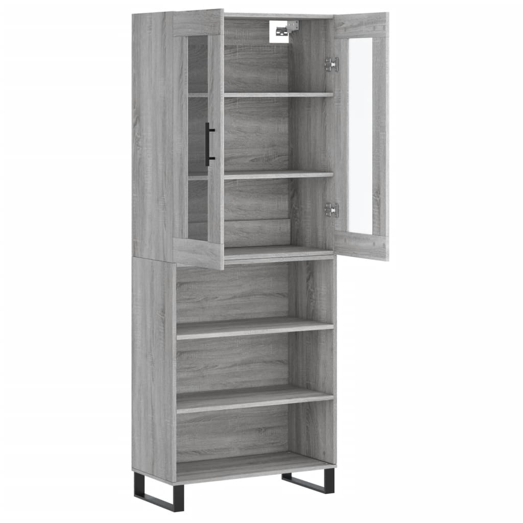 Hoge kast 69,5x34x180 cm bewerkt hout grijs sonoma eikenkleurig - AllerleiShop