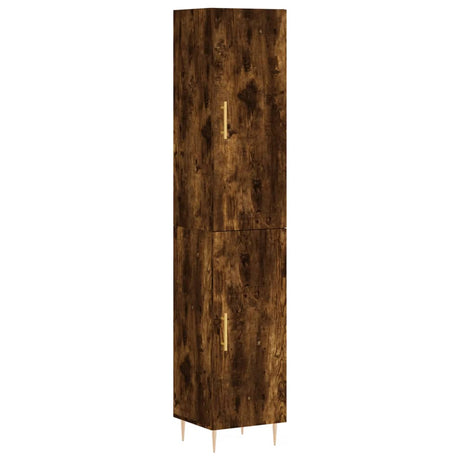 Hoge kast 34,5x34x180 cm bewerkt hout gerookt eikenkleurig - AllerleiShop