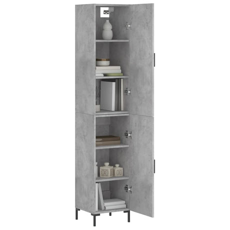 Hoge kast 34,5x34x180 cm bewerkt hout betongrijs - AllerleiShop