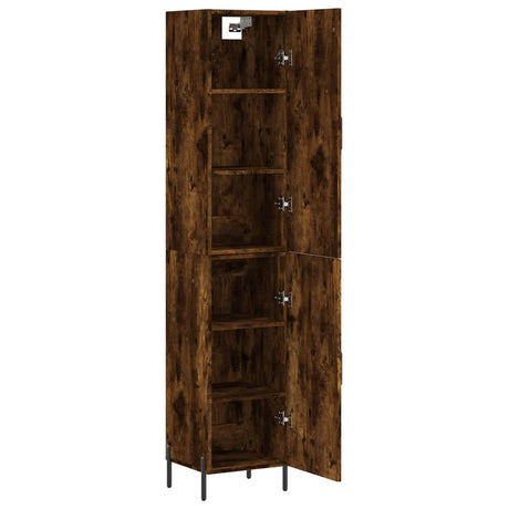 Hoge kast 34,5x34x180 cm bewerkt hout gerookt eikenkleurig - AllerleiShop