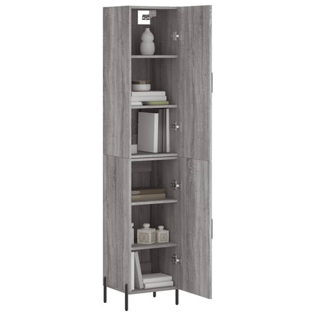 Hoge kast 34,5x34x180 cm bewerkt hout grijs sonoma eikenkleurig - AllerleiShop