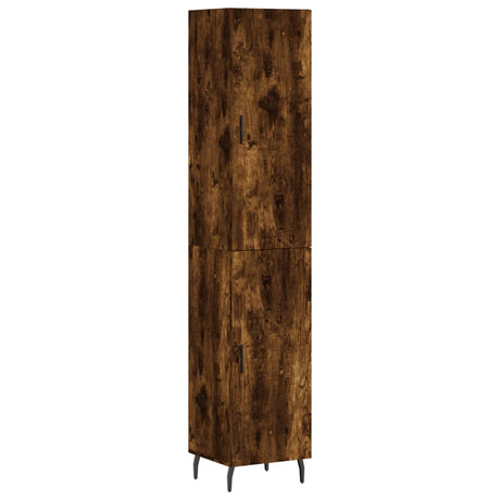 Hoge kast 34,5x34x180 cm bewerkt hout gerookt eikenkleurig - AllerleiShop