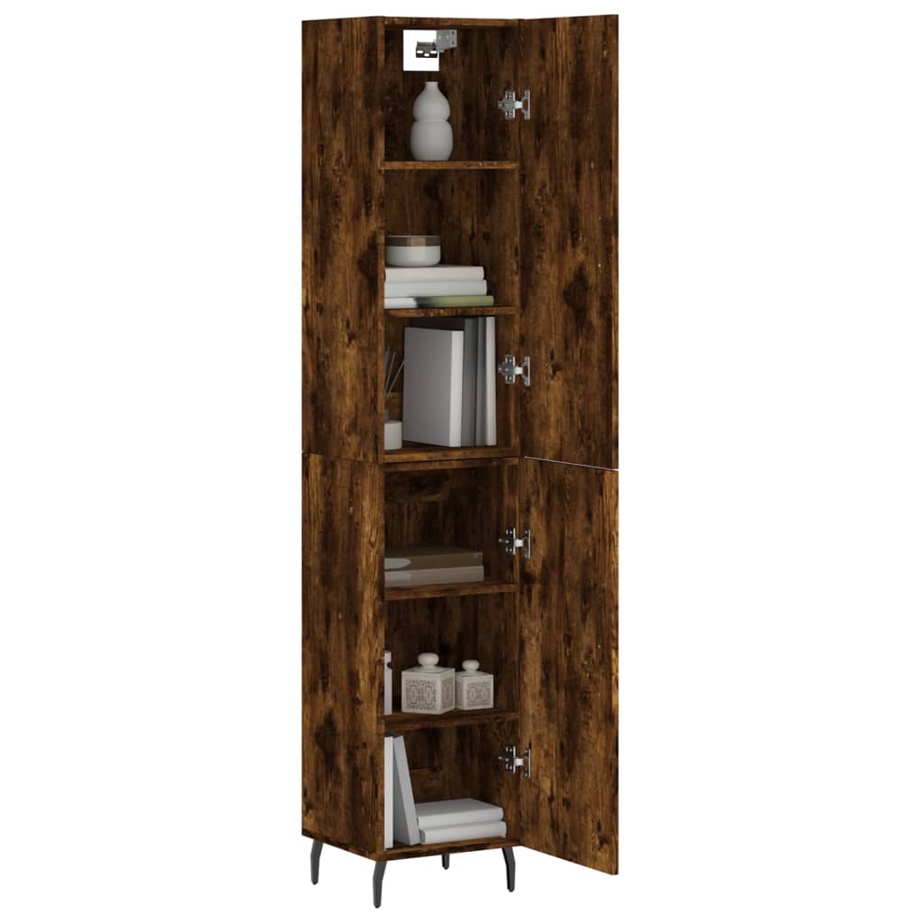 Hoge kast 34,5x34x180 cm bewerkt hout gerookt eikenkleurig - AllerleiShop