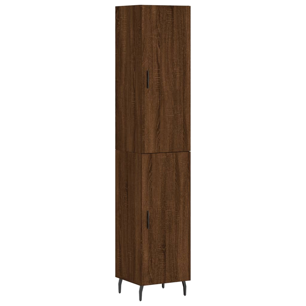 Hoge kast 34,5x34x180 cm bewerkt hout bruin eikenkleur - AllerleiShop