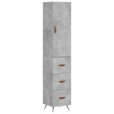 Hoge kast 34,5x34x180 cm bewerkt hout betongrijs - AllerleiShop