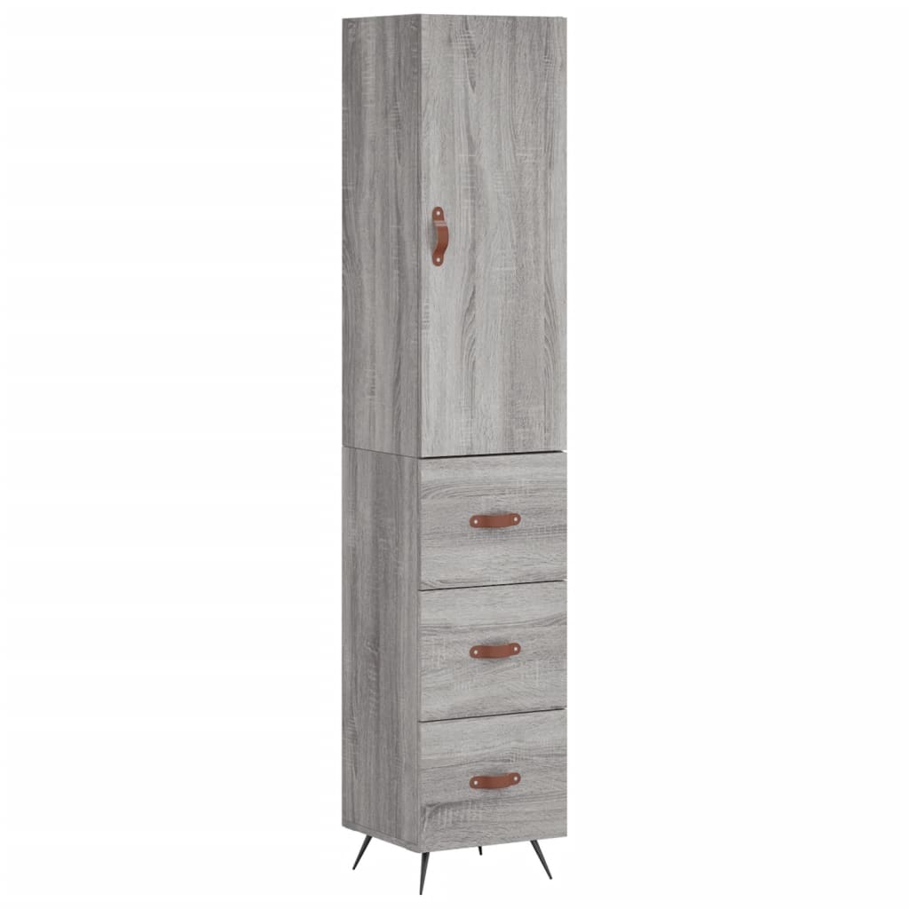 Hoge kast 34,5x34x180 cm bewerkt hout grijs sonoma eikenkleurig - AllerleiShop