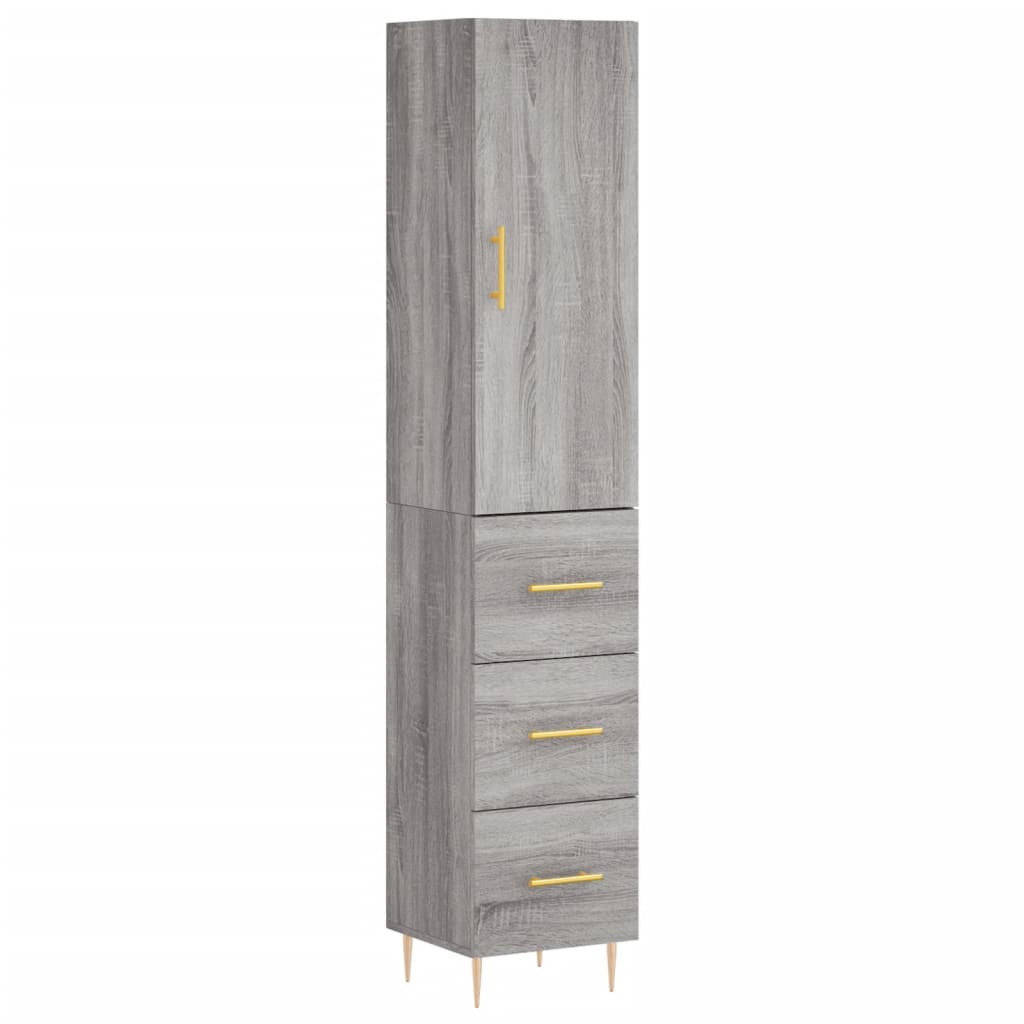 Hoge kast 34,5x34x180 cm bewerkt hout grijs sonoma eikenkleurig - AllerleiShop