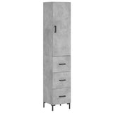 Hoge kast 34,5x34x180 cm bewerkt hout betongrijs - AllerleiShop