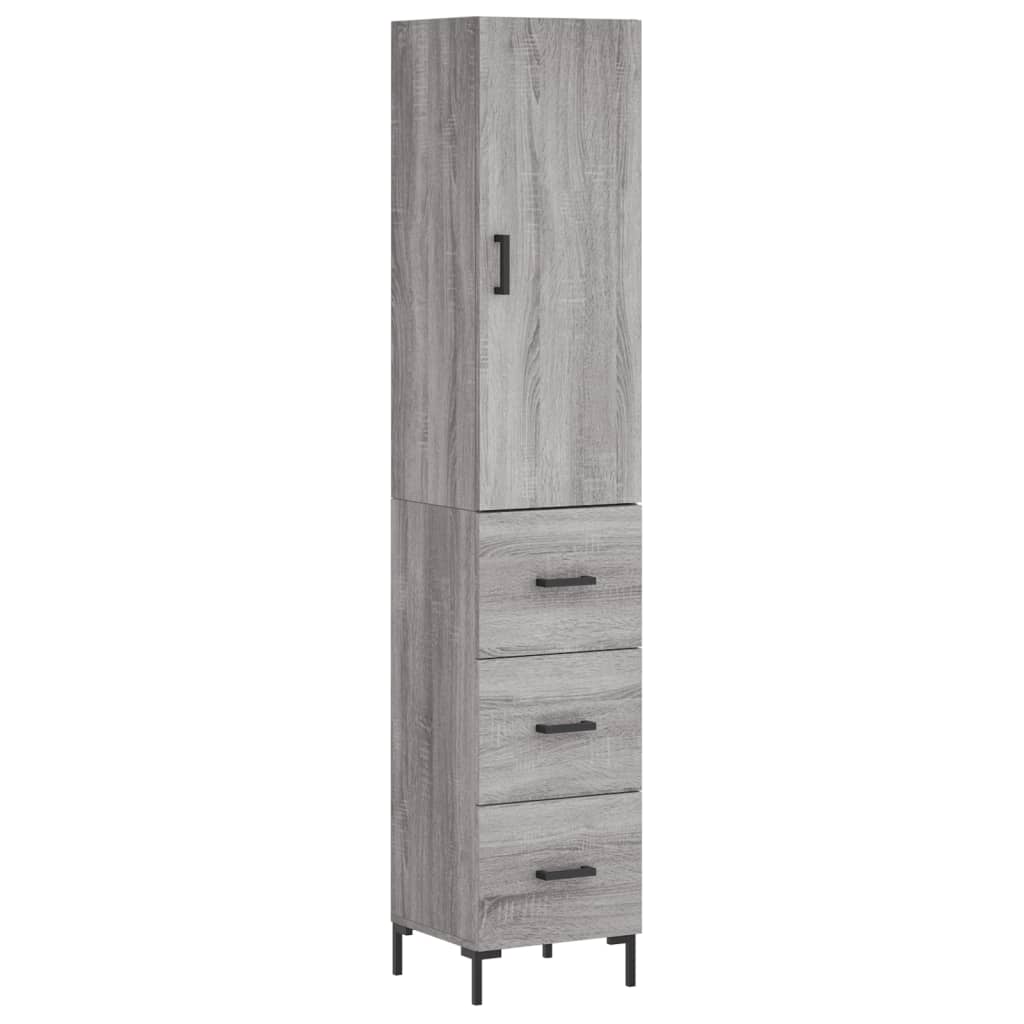 Hoge kast 34,5x34x180 cm bewerkt hout grijs sonoma eikenkleurig - AllerleiShop