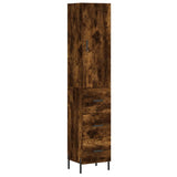 Hoge kast 34,5x34x180 cm bewerkt hout gerookt eikenkleurig - AllerleiShop