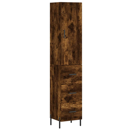 Hoge kast 34,5x34x180 cm bewerkt hout gerookt eikenkleurig - AllerleiShop