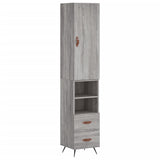 Hoge kast 34,5x34x180 cm bewerkt hout grijs sonoma eikenkleurig - AllerleiShop