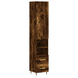 Hoge kast 34,5x34x180 cm bewerkt hout gerookt eikenkleurig - AllerleiShop