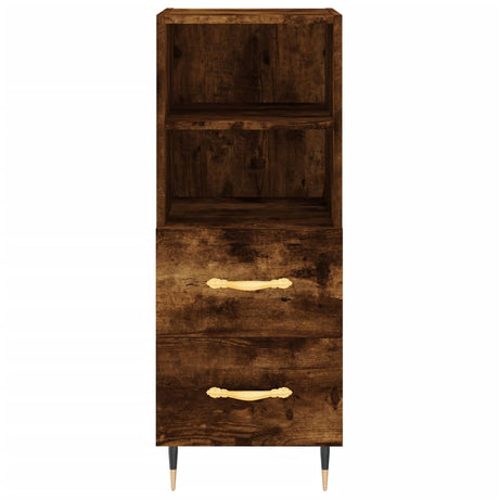 Hoge kast 34,5x34x180 cm bewerkt hout gerookt eikenkleurig - AllerleiShop