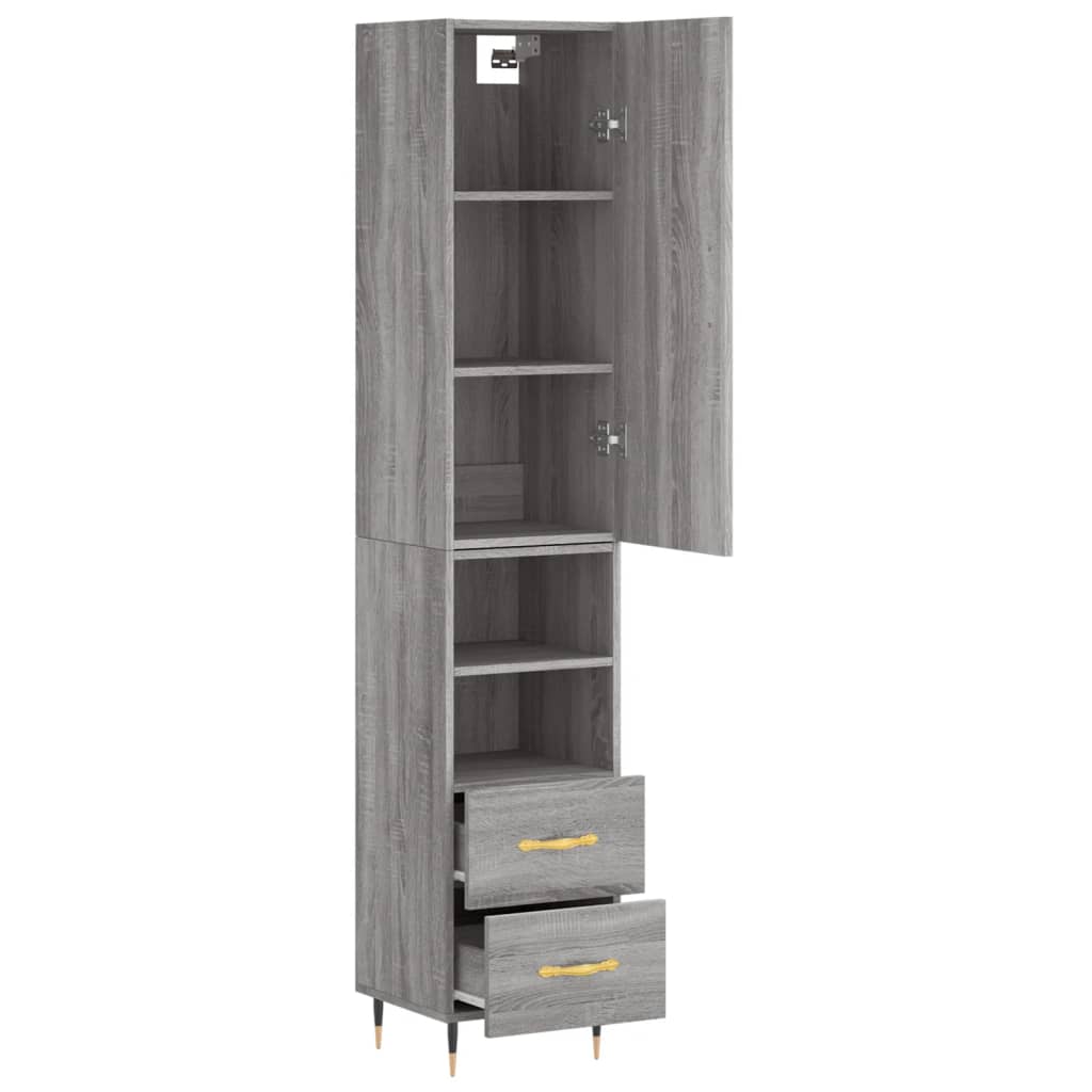 Hoge kast 34,5x34x180 cm bewerkt hout grijs sonoma eikenkleurig - AllerleiShop