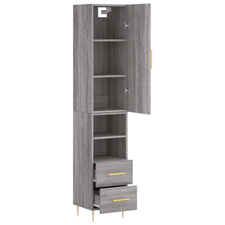 Hoge kast 34,5x34x180 cm bewerkt hout grijs sonoma eikenkleurig - AllerleiShop