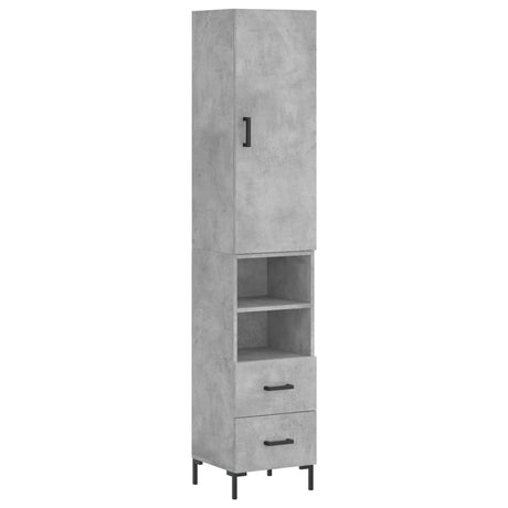 Hoge kast 34,5x34x180 cm bewerkt hout betongrijs - AllerleiShop