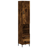 Hoge kast 34,5x34x180 cm bewerkt hout gerookt eikenkleurig - AllerleiShop