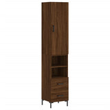 Hoge kast 34,5x34x180 cm bewerkt hout bruin eikenkleur - AllerleiShop