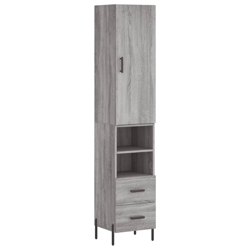 Hoge kast 34,5x34x180 cm bewerkt hout grijs sonoma eikenkleurig - AllerleiShop