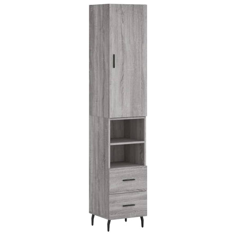 Hoge kast 34,5x34x180 cm bewerkt hout grijs sonoma eikenkleurig - AllerleiShop