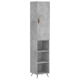 Hoge kast 34,5x34x180 cm bewerkt hout betongrijs - AllerleiShop