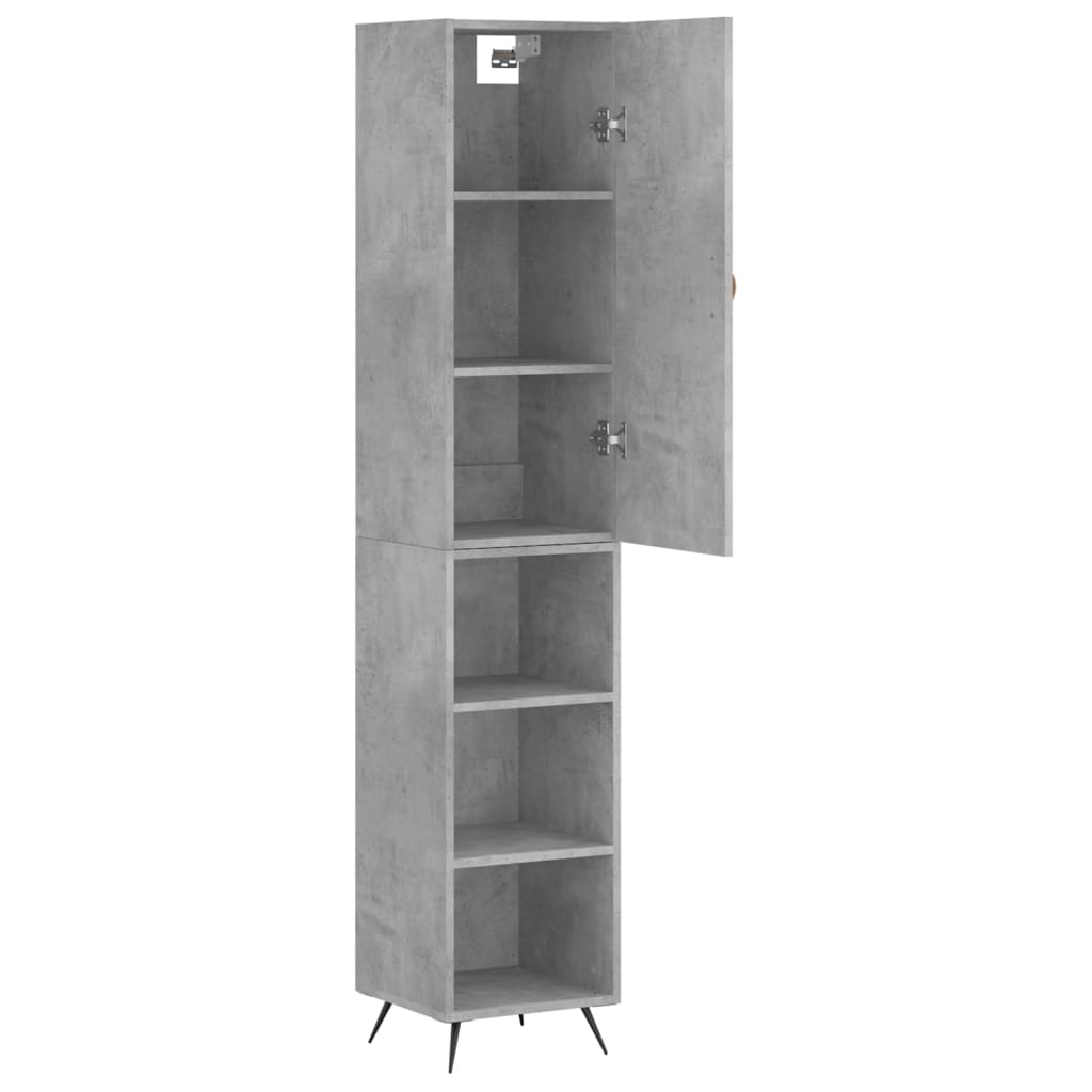 Hoge kast 34,5x34x180 cm bewerkt hout betongrijs - AllerleiShop