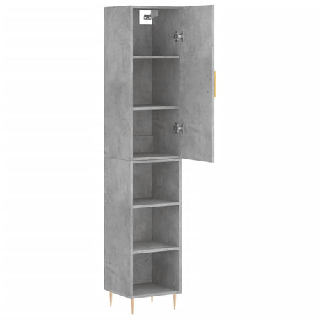 Hoge kast 34,5x34x180 cm bewerkt hout betongrijs - AllerleiShop