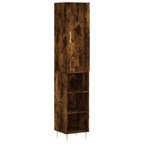 Hoge kast 34,5x34x180 cm bewerkt hout gerookt eikenkleurig - AllerleiShop