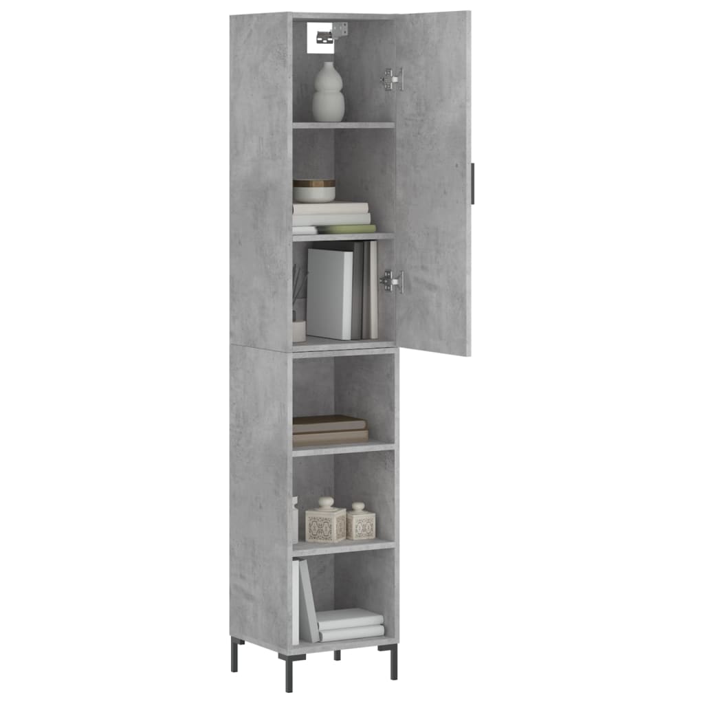 Hoge kast 34,5x34x180 cm bewerkt hout betongrijs - AllerleiShop